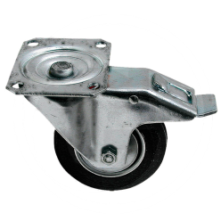 RUEDA GIRATORIA EN LLANTA DE CHAPA DE ACERO CON FRENO DOBLE