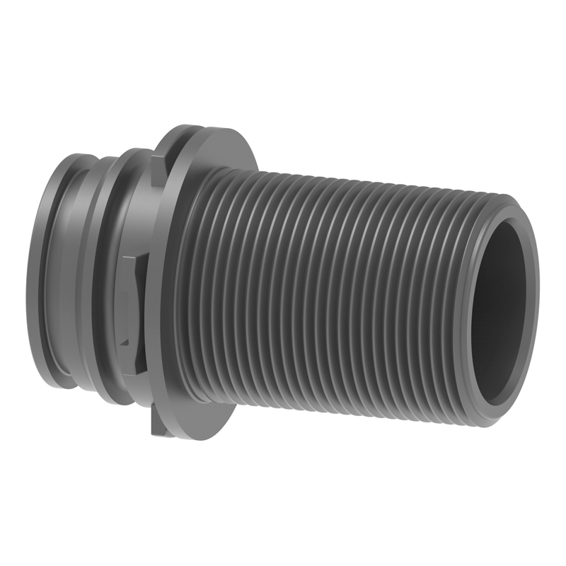 RACORD PASAPARED CON CONEXION MODULAR MACHO T5 1" 1/4" 55 MM PVC