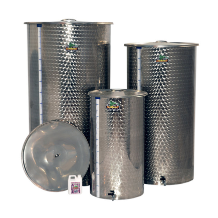 DEPOSITO DE ACERO INOX. CON TAPA GUARDAPOLVO