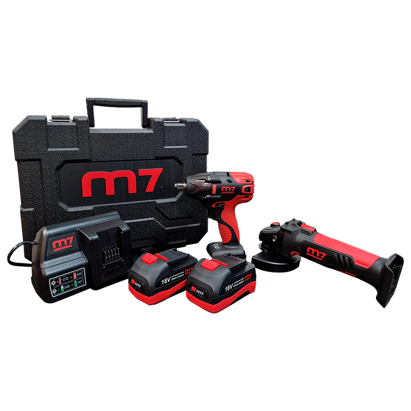 PACK DE HERRAMIENTAS DE BATERIA CON LLAVE DE IMPACTO COMPACTA 1/2" Y AMOLADORA ANGULAR