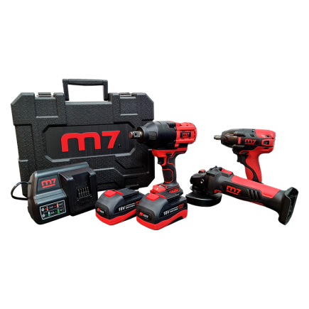 PACK DE HERRAMIENTAS DE BATERIA CON LLAVE DE IMPACTO COMPACTA 1/2" Y LLAVE DE IMPACTO 3/4" Y AMOLADORA ANGULAR