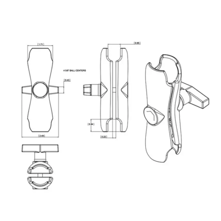 BRAZO ESTÁNDAR 14,45 CM PARA BOLA C RAM MOUNTS