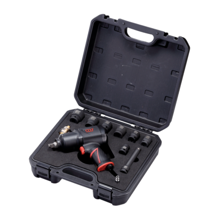 COFRE LLAVE DE IMPACTO CON VASOS METRICOS Y ACCESORIOS (11 PIEZAS)