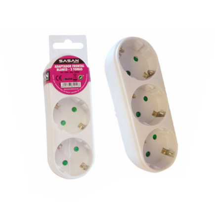 ADAPTADOR 3 TOMAS FRONTAL BLANCO