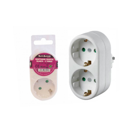 ADAPTADOR 2 TOMAS FRONTAL BLANCO
