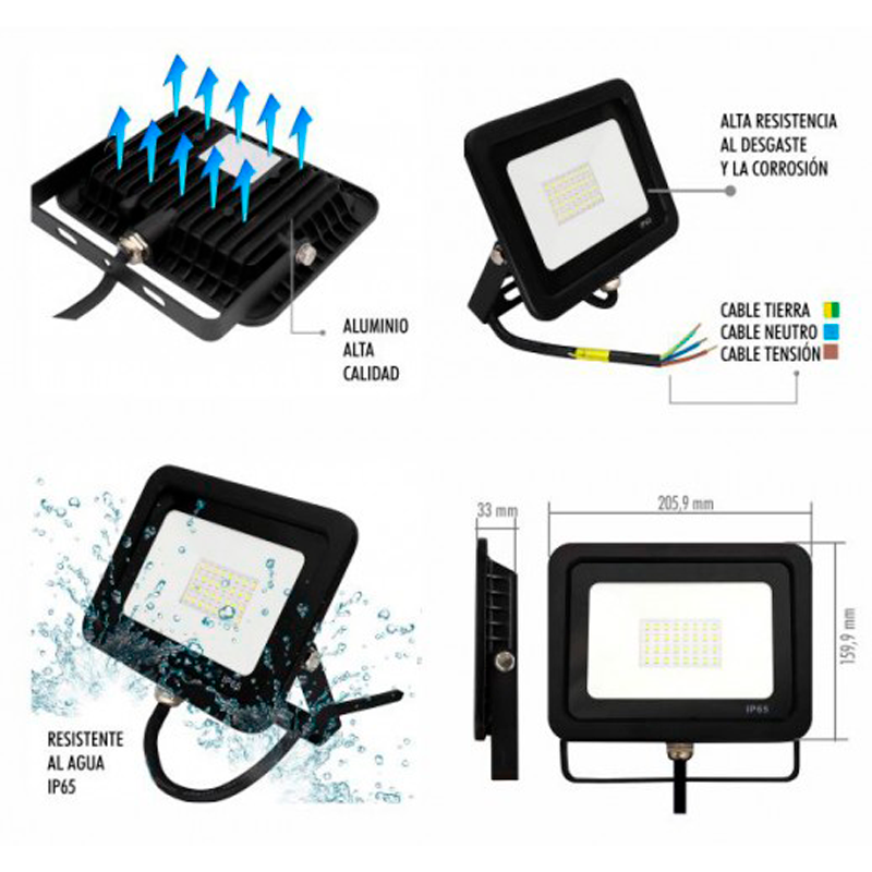 FOCO PROYECTOR LED 100W 11.500 LM NEGRO