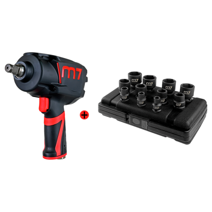 COMPOSICION DE LAS LLAVES DE IMPACTO + JUEGO DE LLAVES DE VASO (13 PIEZAS)