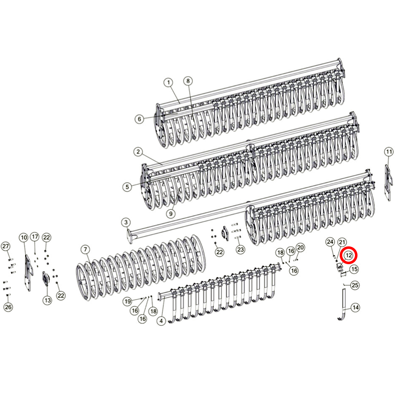 ABRAZADERA RASCADOR RODILLO UNIA
