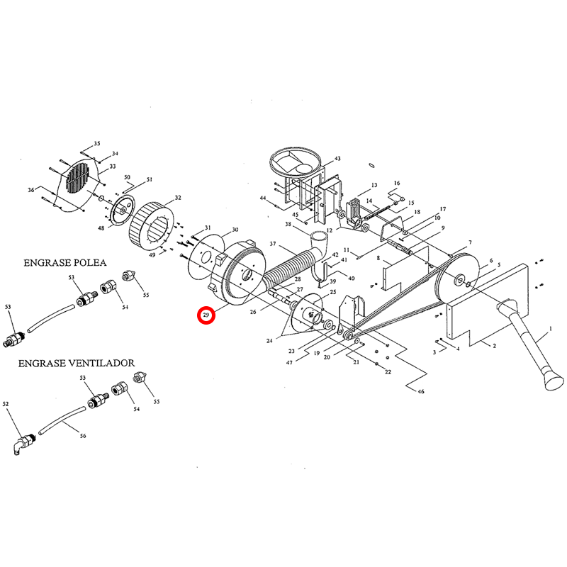 CARCASA DEL VENTILADOR SEMBRADORA
