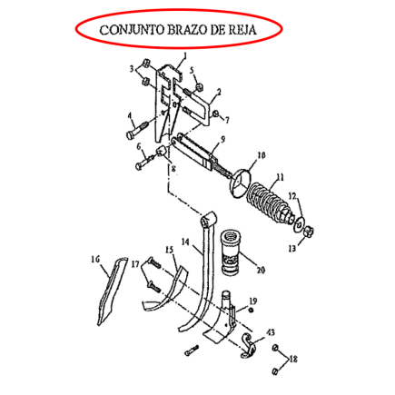 BRAZO DE REJA CON AMARRE COMPLETO SEMBRADORA