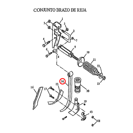 BRAZO CURVO SIEMBRA CON CASQUILLO-BRAZO CORTO SEMBRADORA