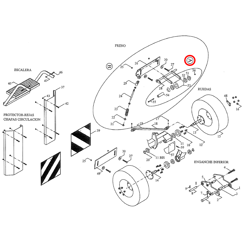 RODILLO CON EJE FRENO SEMBRADORA S